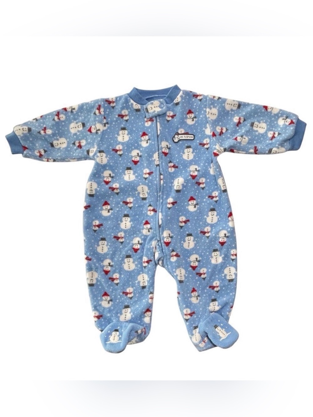 Carter’s Baby Boys Blue Fleece Snowman Christmas Footed Pajamas Sleeper 6 Months